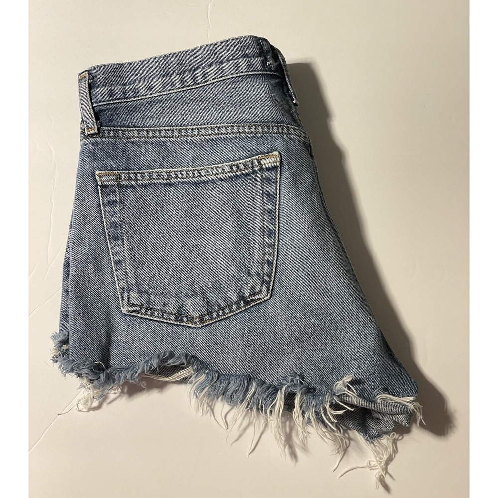 Agolde‎ Button Fly Frayed Hem Cut Off Women's Denim Shorts Size 27 Light Wash